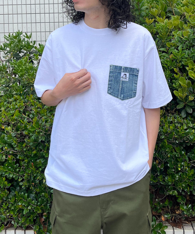 BENDAVISデニムポケットT（SS）/オフホワイト モデル:175cm Lサイズ着用