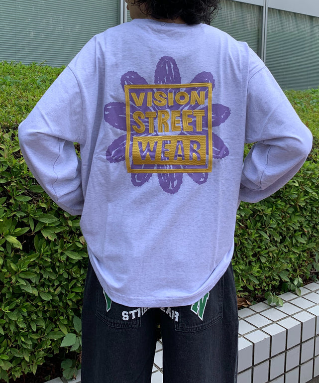 VISION　フラワーロゴロンT/Lグレー モデル:175cm Lサイズ着用