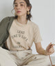 スラブ天竺ロゴプリントTシャツ/ライトベージュ（Lベージュ）