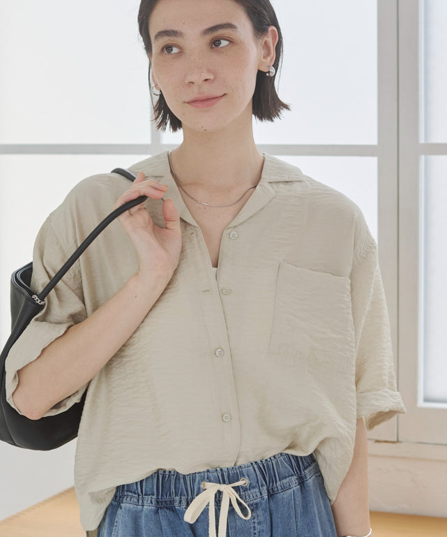接触冷感開襟シャツ