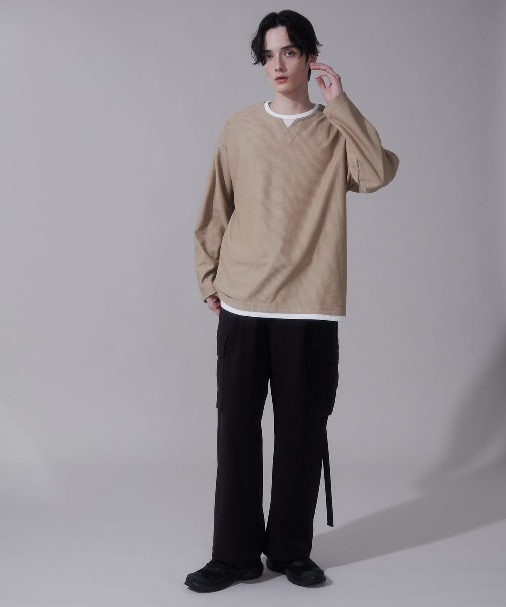 ベージュ　モデル180cm　L着用