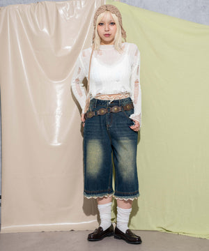デニム中濃 モデル：155cm S着用