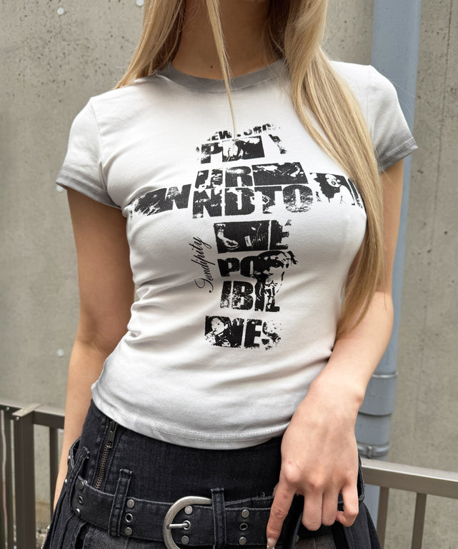 フェードクロスロゴTシャツ/ホワイト モデル:168cm F着用