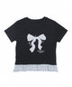 フリルヘムパッチワークTシャツ/ブラック