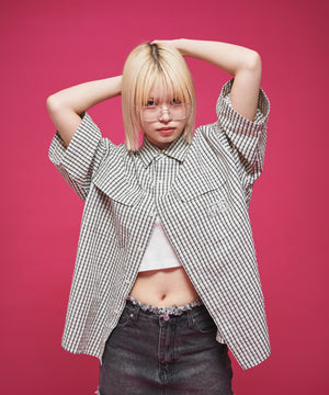 ホワイトチェック1 モデル：165cm M着用