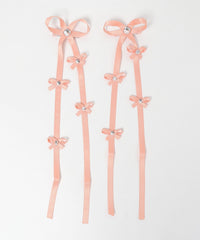 ビジューポイントリボンヘアクリップ2P