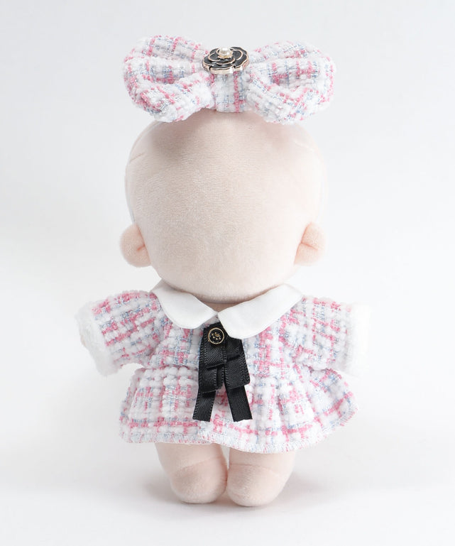 ぬいツイードワンピースセット15cm/Lピンク