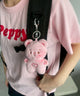 まゆげハートベアぬいぐるみキーホルダー/ピンク