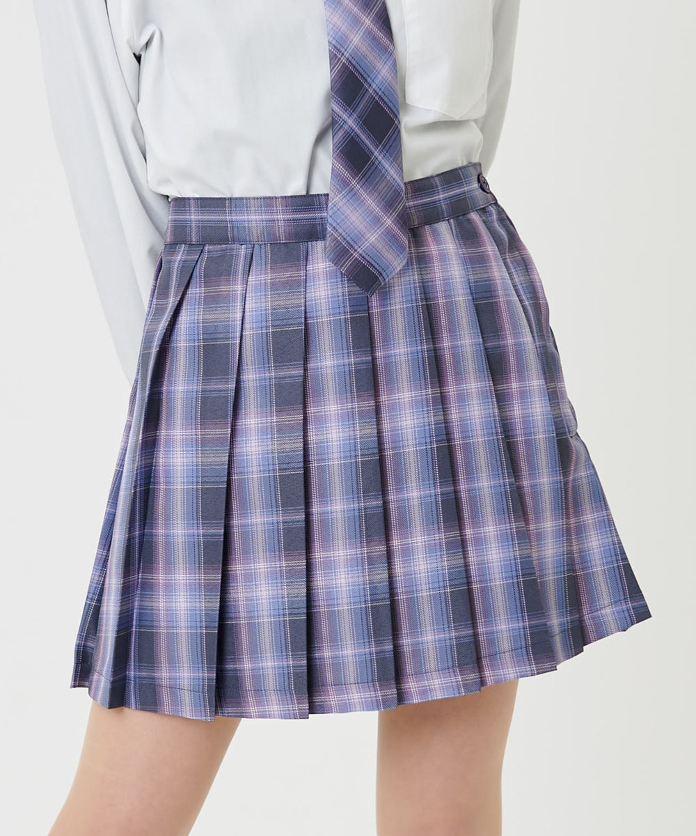 パープルチェック1 モデル:155cm S着用