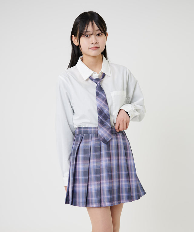 パープルチェック1 モデル:155cm S着用