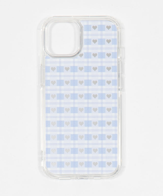 チェックミラーiphoneケース（ブルーソノタ）/柄1:iphone15