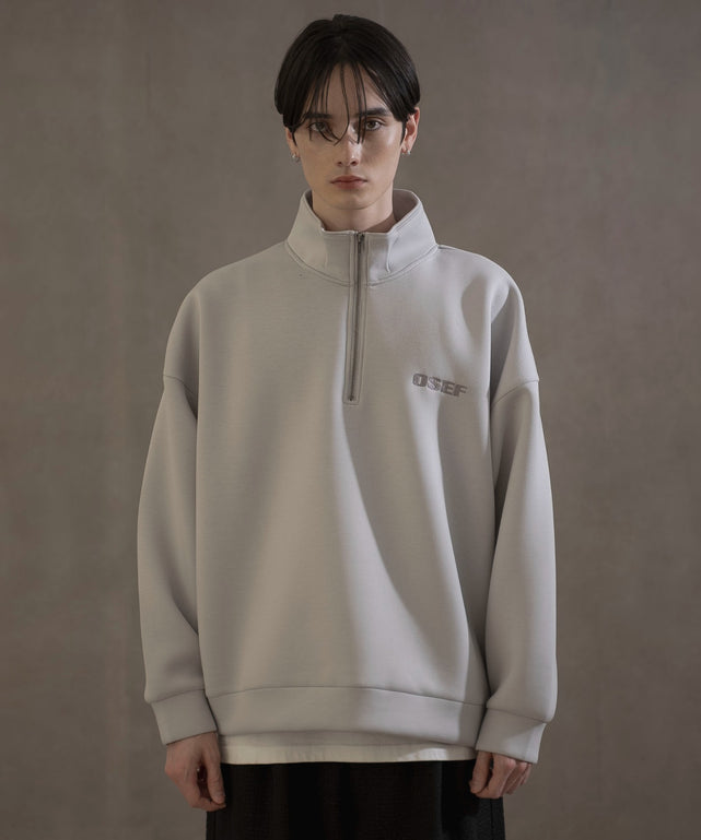 KEEPWARM　BIGハーフZIPプルオーバー/Lグレー　モデル：180㎝　L着用