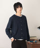 ネップクルーネックカーディガン/ネイビー モデル：180cm L着用