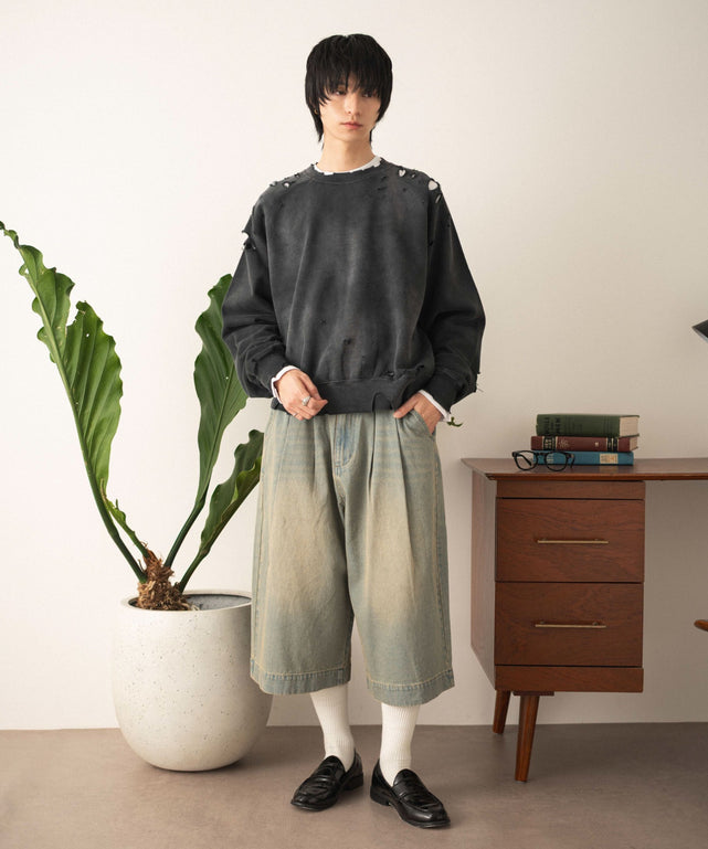 デニム淡加工 モデル：180cm L着用
