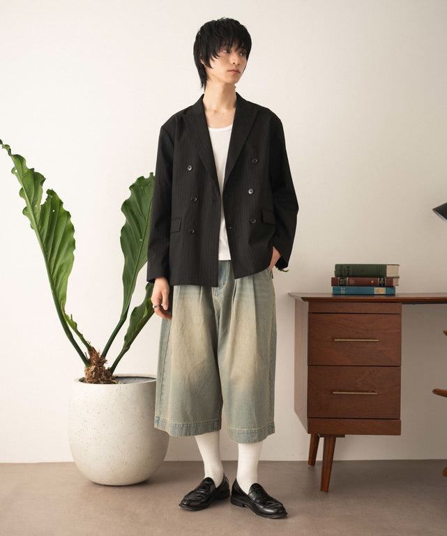 デニム淡加工 モデル：180cm L着用