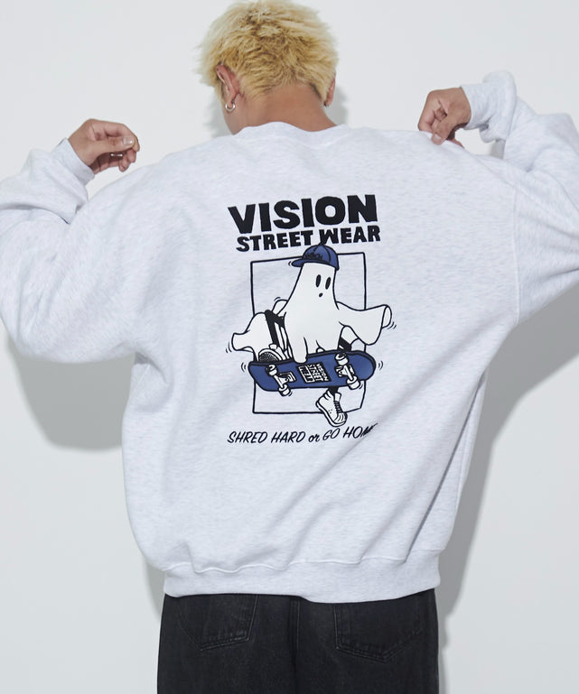 VISIONゴーストスケータープルオーバー/アッシュグレー モデル：178cm L着用