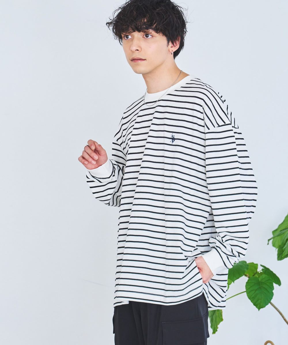 ホワイト系ボーダー モデル：175cm L着用