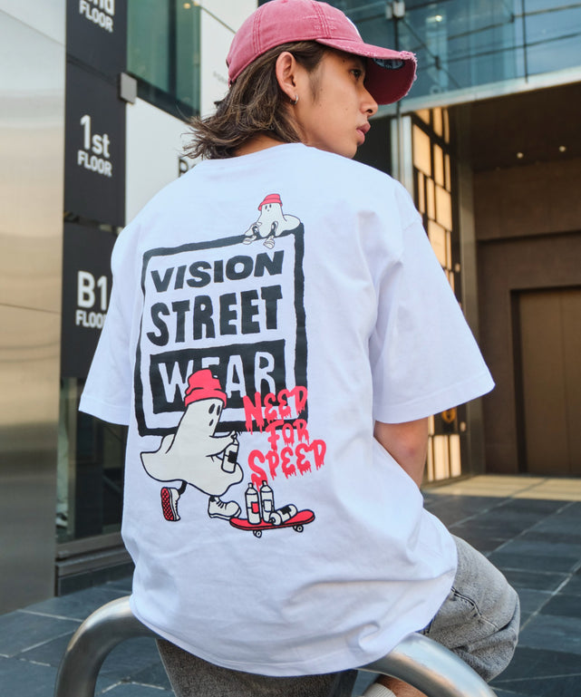 別注VISIONボックスロゴゴーストスケーターT（SS）/ホワイト モデル：175cm L着用