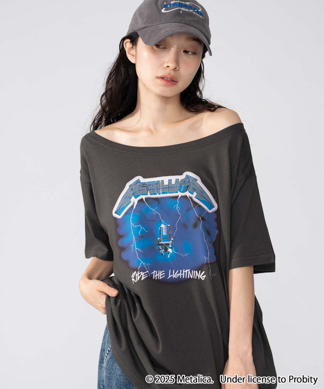 別注MetallicaオフショルビッグT/柄1 モデル：161cm F着用
