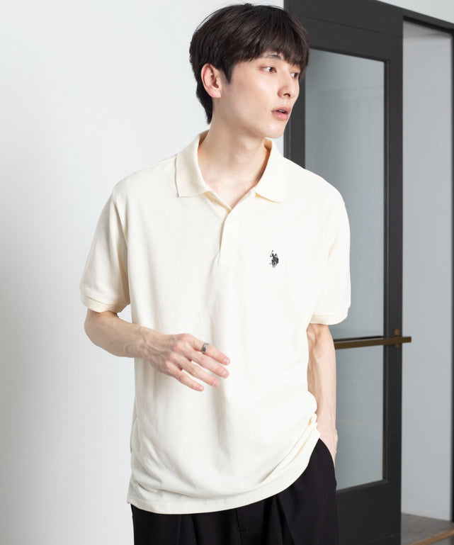 U.S. POLO ASSN.別注ポロシャツ/ホワイトアイボリー　モデル：177cm L着用
