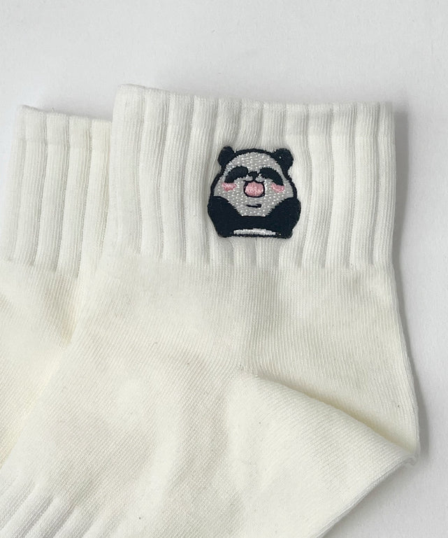 パンダ刺繍アンクルソックス(23-25cm)