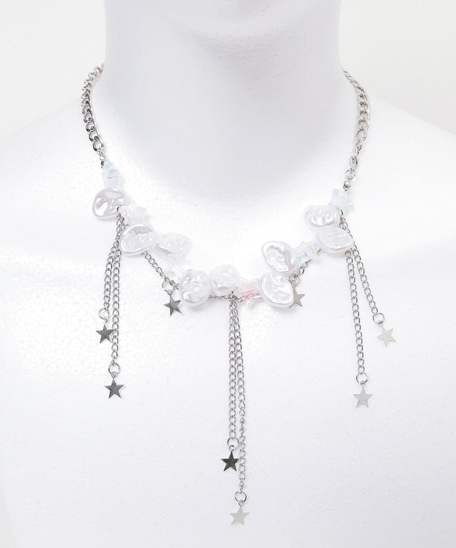 Lスターパールチェーンネックレス/シルバー