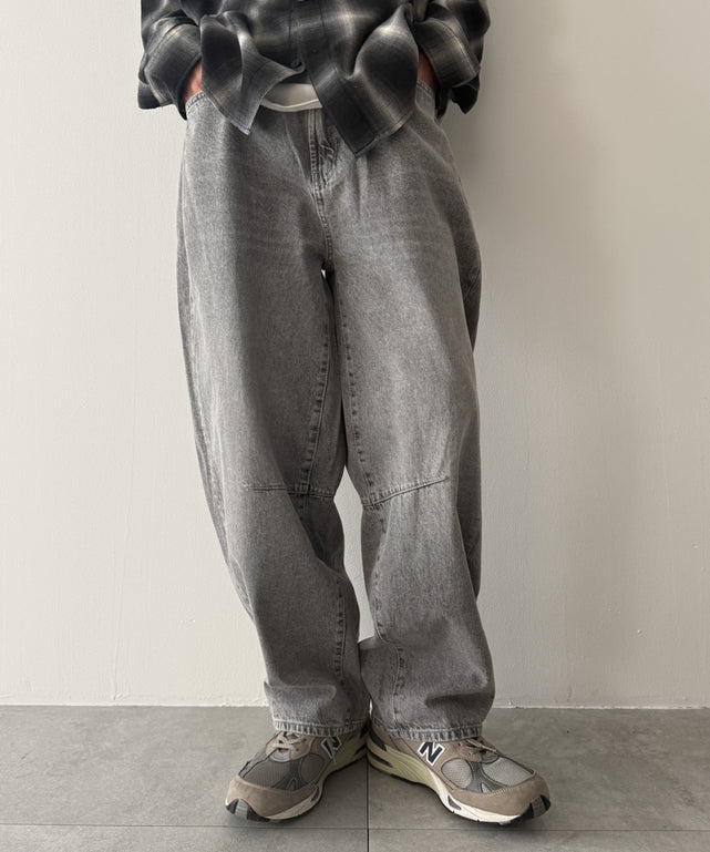 バレルレッグデニムパンツ/グレー モデル：175cm L着用