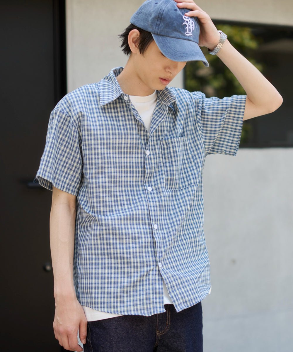 ブルーチェック1 モデル：181cm L着用