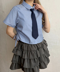 ネクタイセット半袖ドロストシャツ