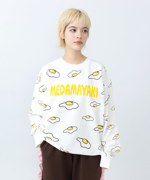 【新サイズ】目玉焼き総柄スウェット/身長：162cm　サイズ2