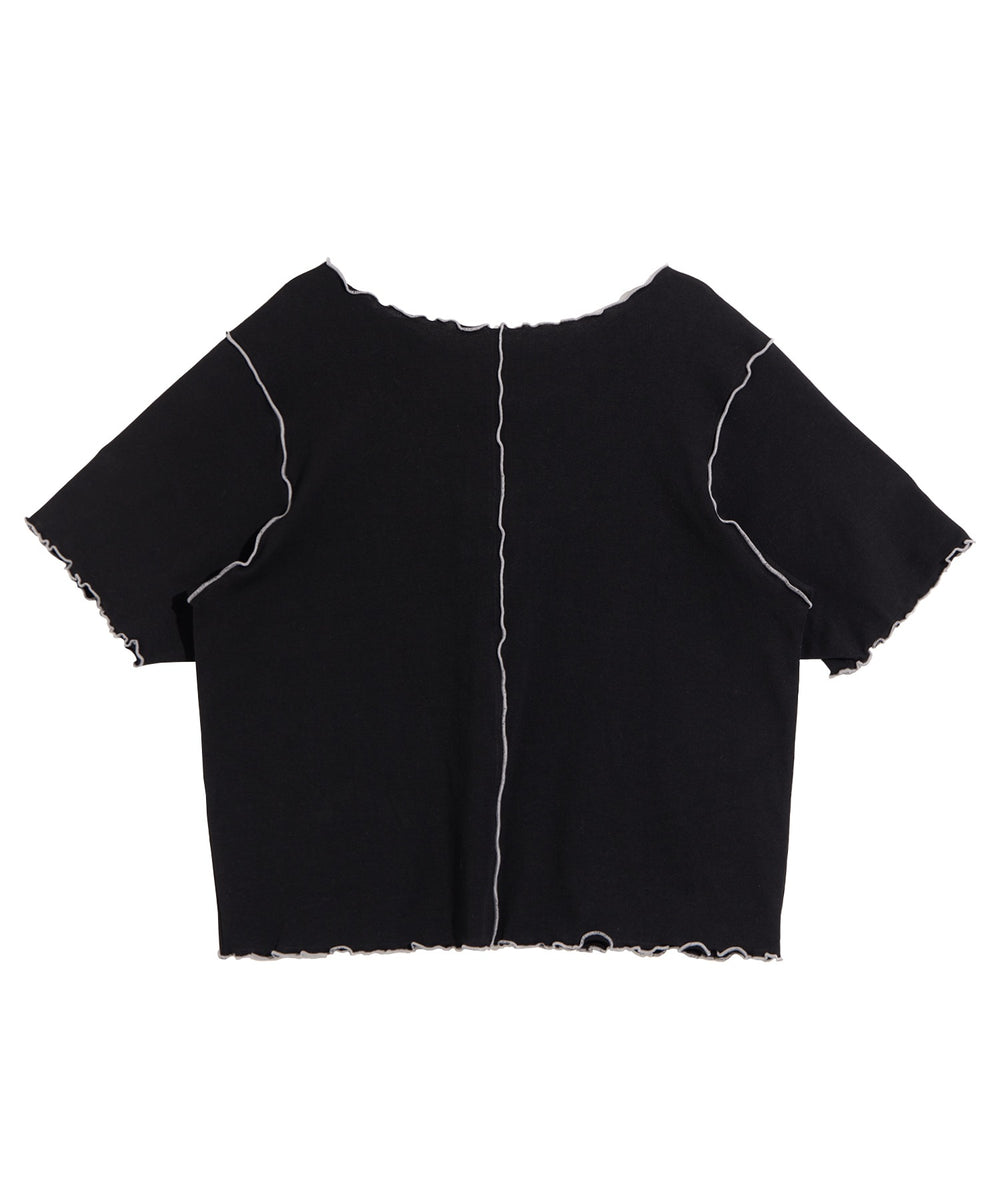 レースアップ配色メロウTシャツ