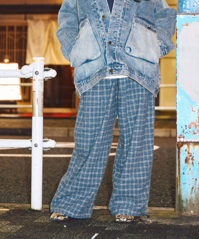 チェックワイドイージーパンツ/身長：164cm　サイズ1