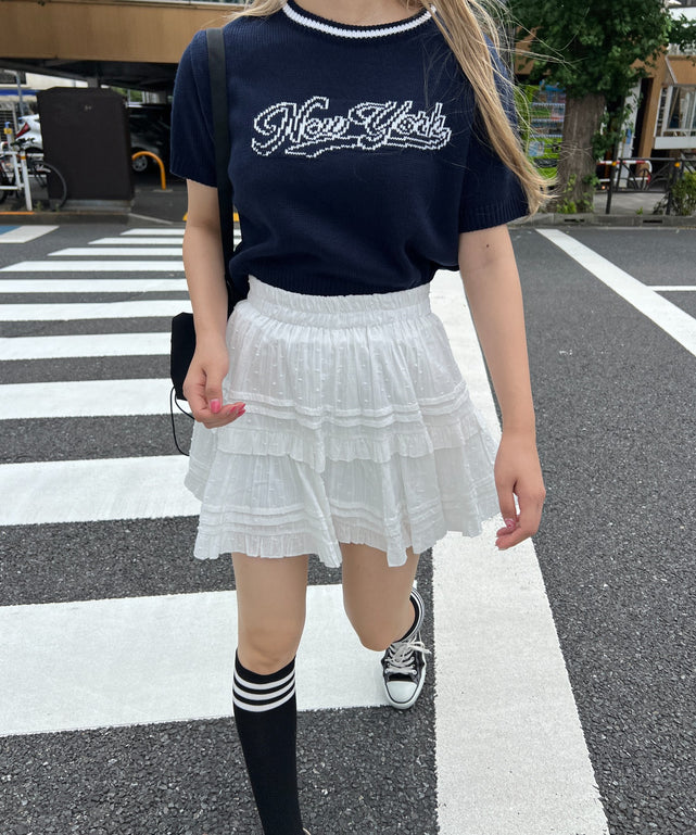 コットンレースティアードミニスカート