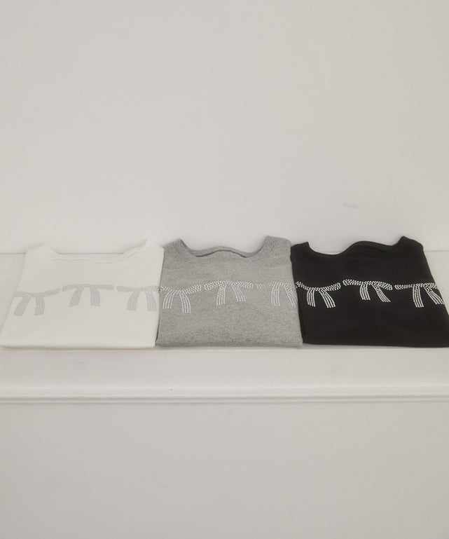 ビジューリボンTシャツ