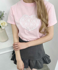 ハートレースワッペンTシャツ
