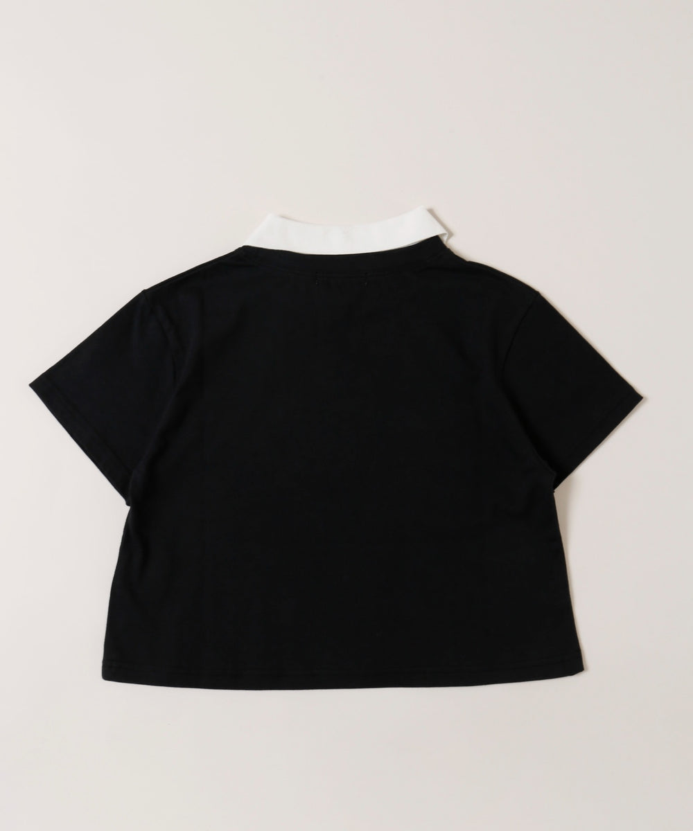襟付きカレッジ刺繍Tシャツ
