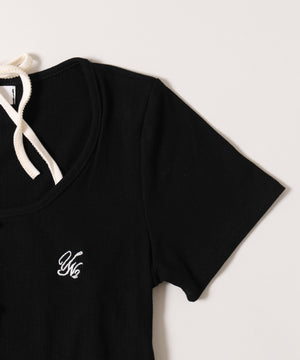ミニリボンデザインホルターネックTシャツ