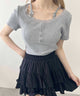リボンキャミドッキングTシャツ/グレー モデル：160㎝ F着用