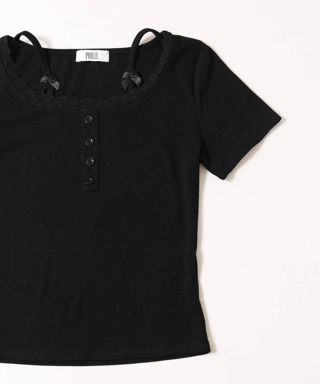 リボンキャミドッキングTシャツ