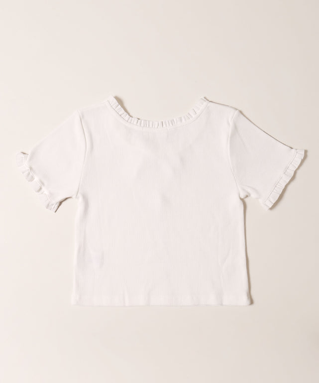 ロングリボンフリルリブTシャツ