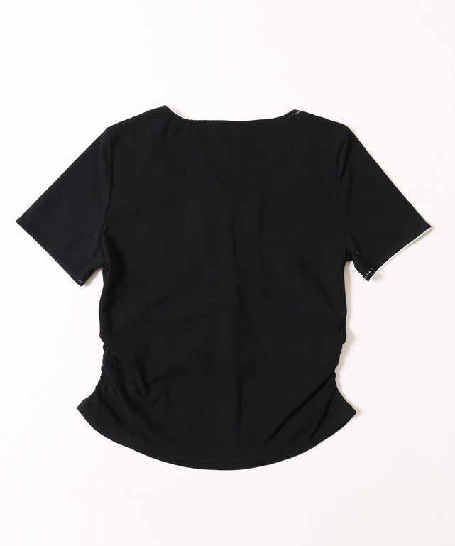 リボンレースアップTシャツ