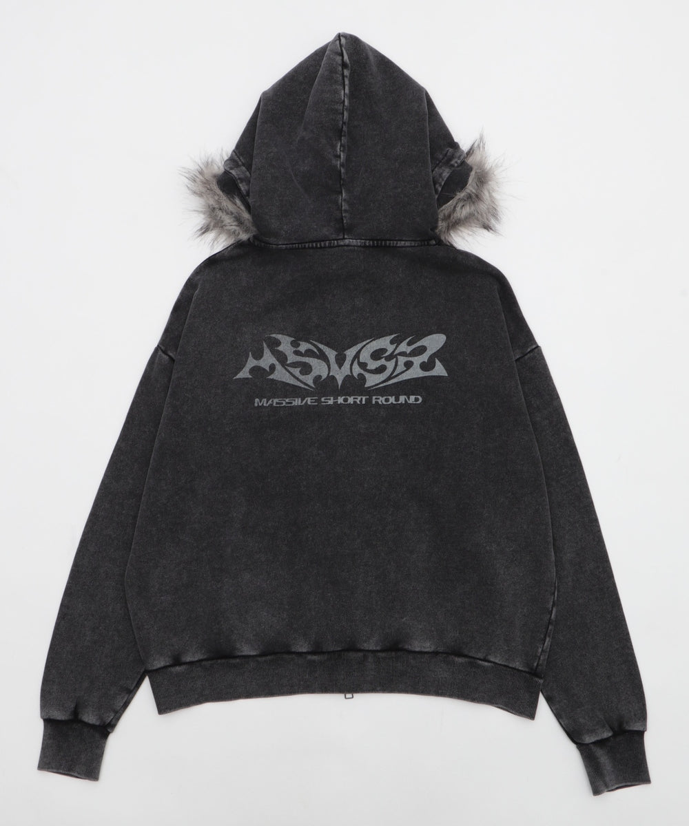 MA55IVE　ファーグラフィックZIPパーカー
