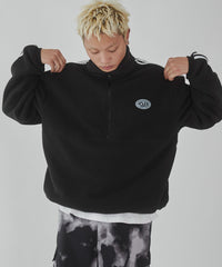 フリース　ワンポイントハーフZIPプルオーバー