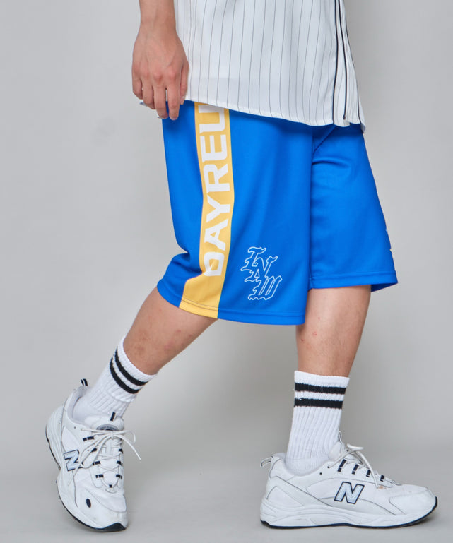 メッシュライングラフィックショーツ/ブルー　モデル:178cm L着用