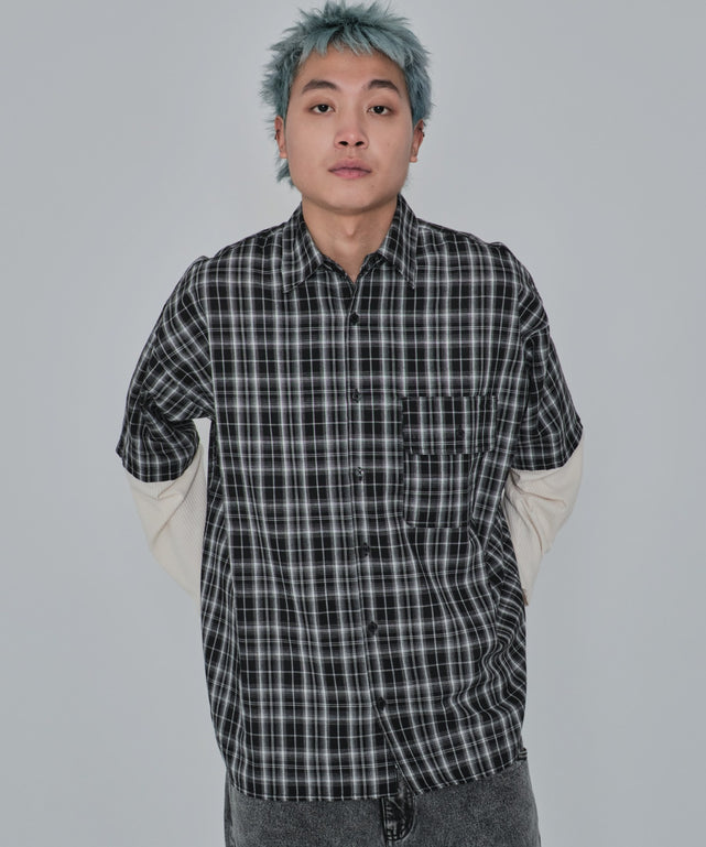 ブラックチェック1 モデル：178cm L着用
