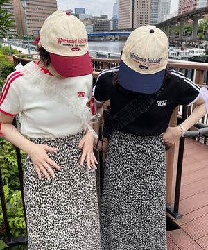 リボンポイント2ラインワッフルTシャツ