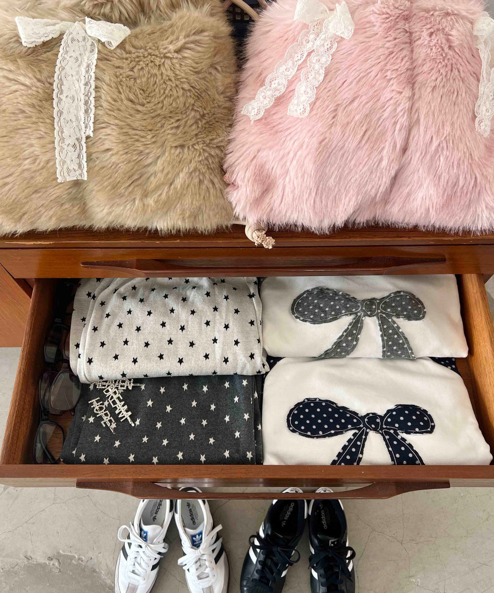 ドットラグランパッチワークロンT