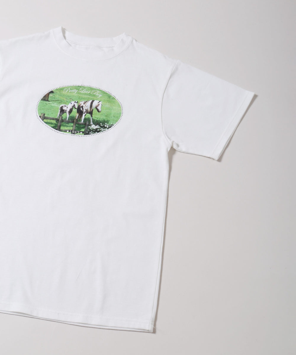ラインストーンプリントTシャツ