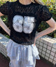 レースコンパクトTシャツ/ブラック モデル：160㎝ F着用