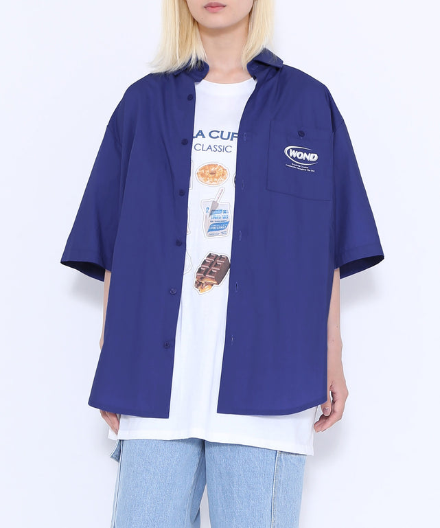 ロゴビッグSSシャツ/ブルー モデル：165cm 着用